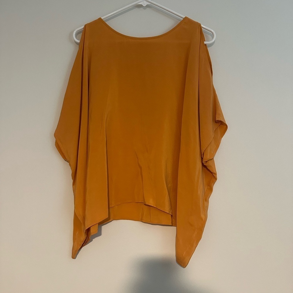 joie silk orange cold shoulder blouse
